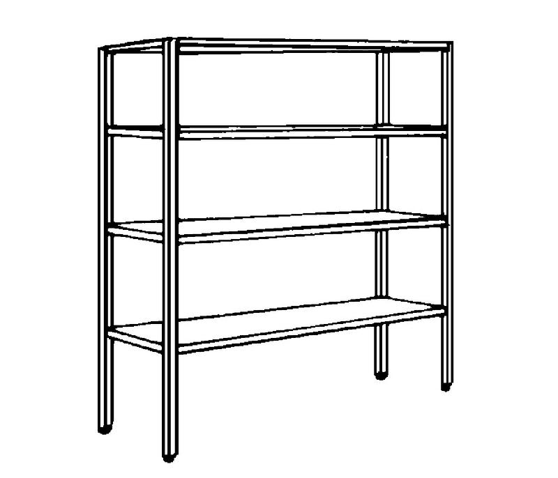 Étagère en acier inox avec 4 tablettes 1000 x 500 x 1800 mm – SL1850100 1