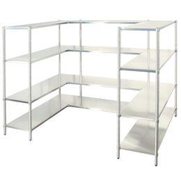 Rayonnage en acier inoxydable – étagères pleines avec rebord de 40 mm – assemblage rapide - Image 1