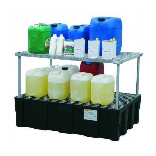 Rayonnage EURO-PE 2 niveaux – Pour huiles, fioul, gasoil, produits chimiques – CEMO – 90644 - Image 1