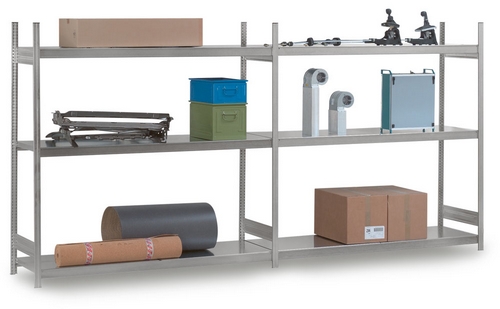 Rayonnage double accès extra-large – tablettes métalliques – charge 350kg par niveau – modulable et réglable - Image 1