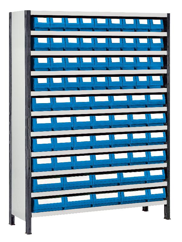 Rayonnage haut peint p.400 mm avec 74 bacs tiroirs – 1806403 - Image 1