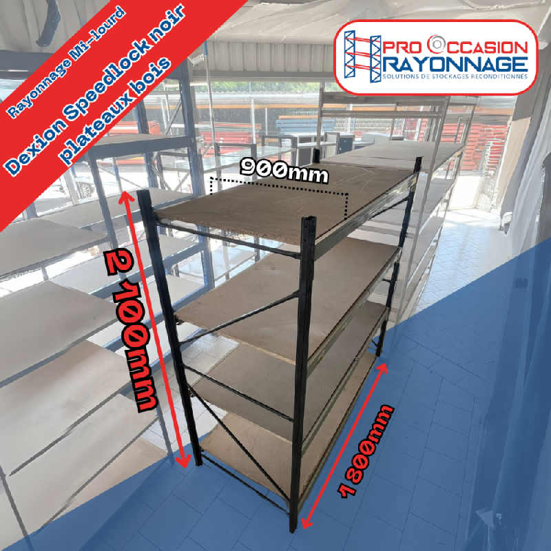 Rayonnage Mi-lourd – Noir – Hauteur 2100mm, Longueur 1800mm, Profondeur 900mm – Dexion Speedlock - Image 1