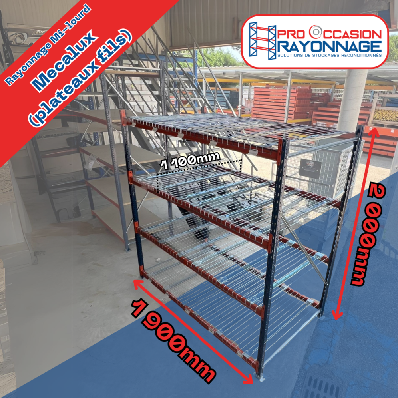 Rayonnage mi-lourd – Hauteur 2000mm, Longueur 1900mm, Profondeur 1100mm – MECALUX M7 - Image 1