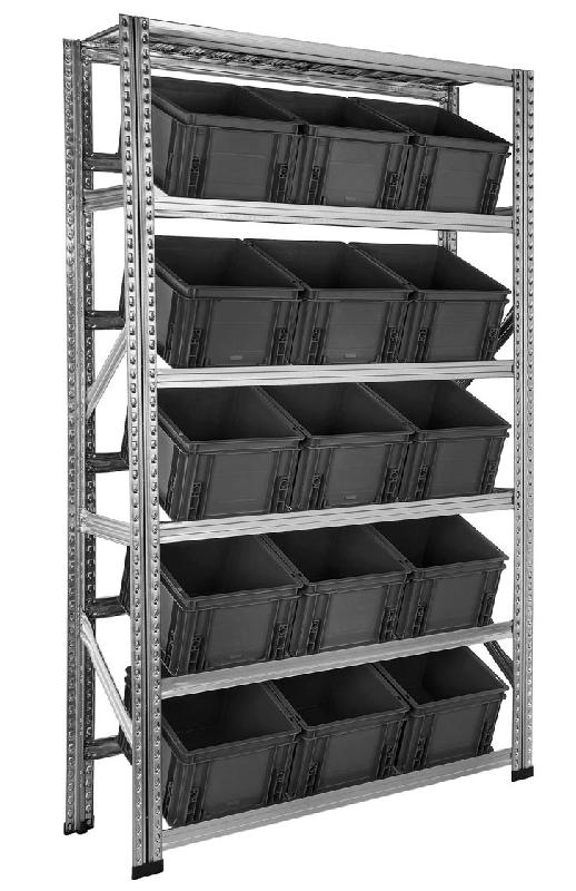 Rayonnage picking avec 15 caisses 400×300 20 litres galvastar – 1820602 - Image 1