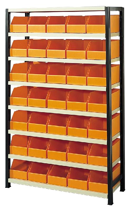 Rayonnage picking avec 35 bacs plastiques oranges 10.5 l – 1602683 - Image 1