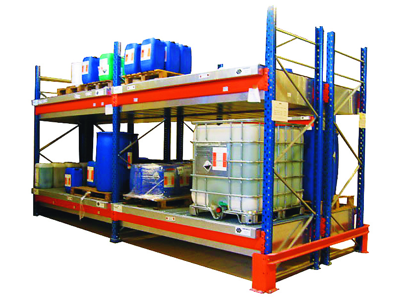 Rayonnage de rétention pour stockage de liquides polluants – Stockage sur 2 ou 3 niveaux - Image 1