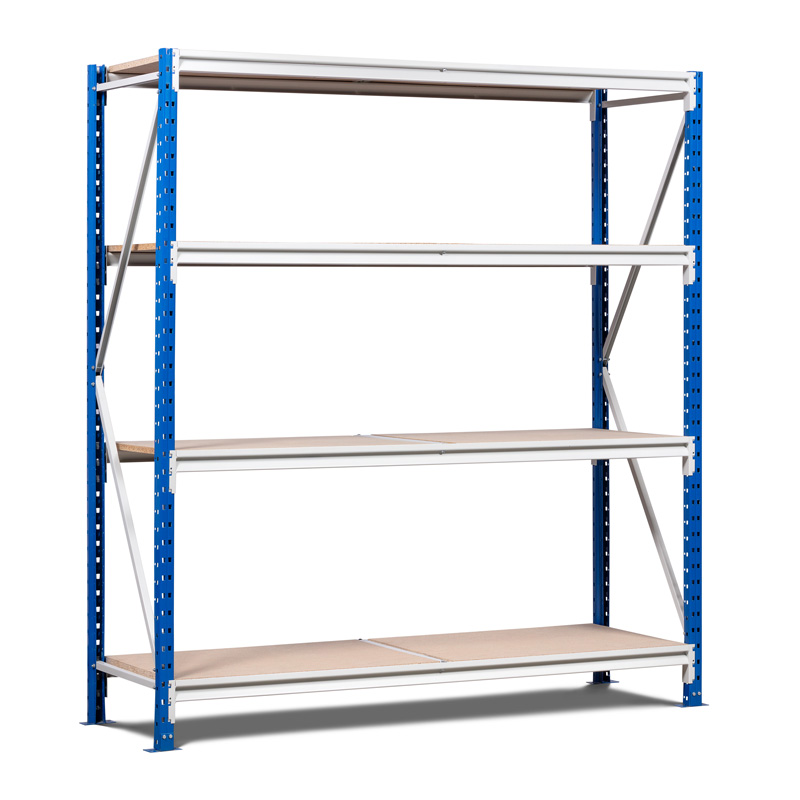 Rayonnage semi-lourd neuf modulable – stockage manuel pour particuliers et entreprises – 2 échelles et 3 ou 5 niveaux de lisses - Image 1