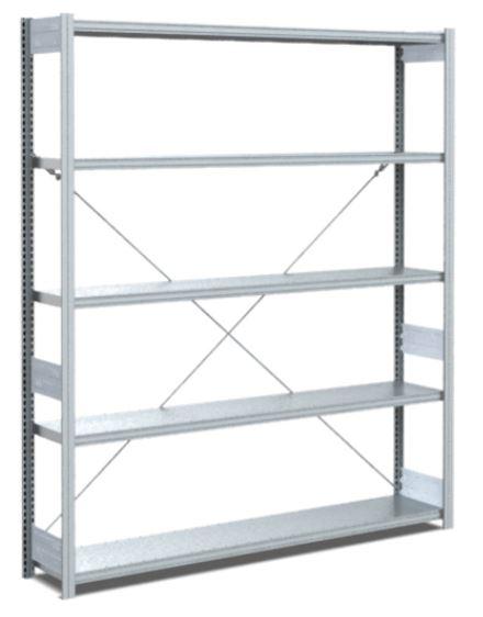 Rayonnage à tablette automontable EL – travée de départ – galvanisé – 2000x1358x324mm – charge 100kg/tablette - Image 1