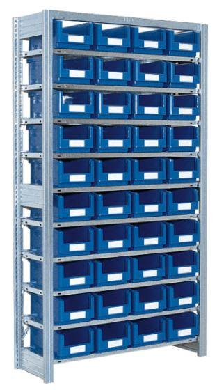 Rayonnage à tablette équipé de bac sk, travée de départ, avec 40  bac  à bec sk - Image 1