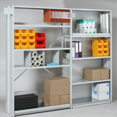 Rayonnage tôlé – Fonds tôlés pleins ou croisillonnés – Charge jusqu&rsquo;à 250 kg par niveau – Hauteurs modulables jusqu&rsquo;à 6m - Image 1