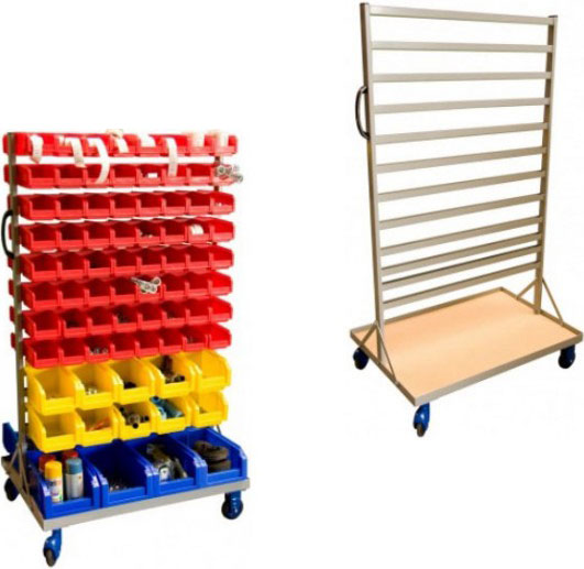 Rayonnages mobiles doubles faces – 1560 x 805 x 630 mm – Capacité 150 kg – Avec ou sans bacs à becs - Image 1