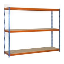 SimonRack Étagères Charge Lourde 1500x1200x450 mm, 3 Niveaux en Bois, 600 mmkg par Niveau, Structure Acier, Bleu/Orange/Bois – Simonforte – orange m - Image 1