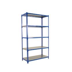 SimonRack Etagère métallique sans vis Simonclick 5 plateaux de 180 kgs par plateau couleur BLEU/GALVA 2000x1000x400 mm (haut x largeur x profondeur) - Image 1