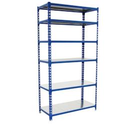 SimonRack Étagères et Rayonnage 2500x1200x500 mm, 6 Niveaux, Tablettes en Acier, 200 kg par Niveau, Bleu/Galvanisé – Simonclick – métal 8425437077128 - Image 1