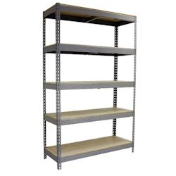 SimonRack Étagères Charge Lourde 2000x1500x600 mm, 5 Niveaux en Bois, 600 mmkg par Niveau, Structure Acier, Gris/Bois – Simonforte – gris métal 843 - Image 1