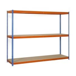 SimonRack Étagères Charge Lourde 2000x2100x450 mm, 3 Niveaux en Bois, 500 kg par Niveau, Structure Acier, Bleu/Orange/Bois – Simonforte – bleu méta - Image 1