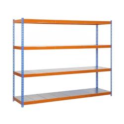 SimonRack Étagères Charge Lourde 2000x2100x750 mm, 4 Niveaux Métal, 500 kg par Niveau, Structure Acier, Bleu/Orange/Galvanisé – Simonforte – bleu - Image 1