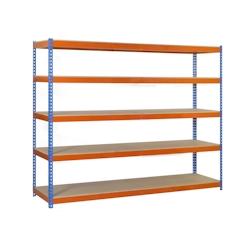 SimonRack Étagères Charge Lourde 3000x1500x600 mm, 5 Niveaux en Bois, 600 mmkg par Niveau, Structure Acier, Bleu/Orange/Bois – Simonforte – orange m - Image 1