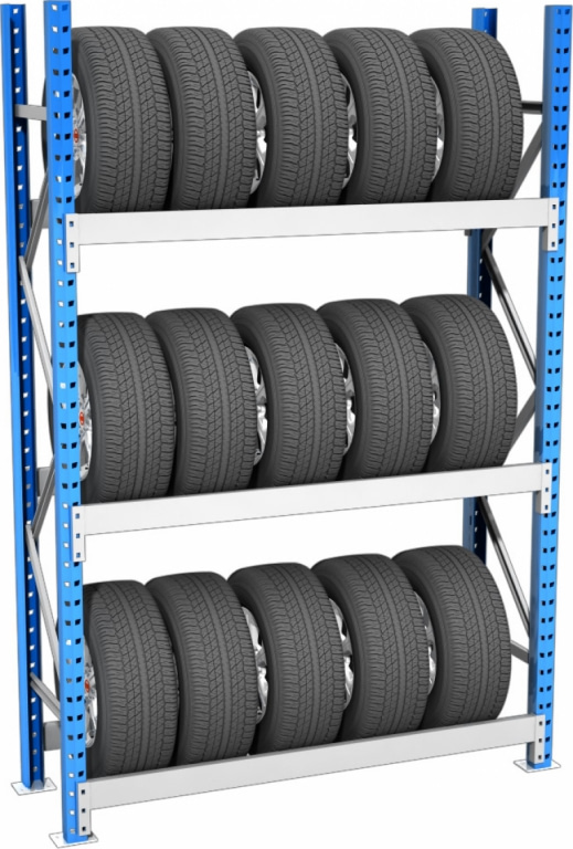 Rayonnage porte pneus fixé au sol – 2 niveaux de charges – 150 kg UR - Image 1