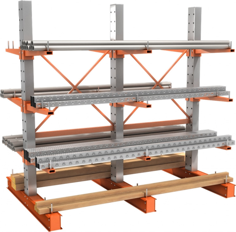 Rayonnage cantilever mi-lourd – hauteur 2000 à 4000 mm, profondeur 500 à 1200 mm - Image 1