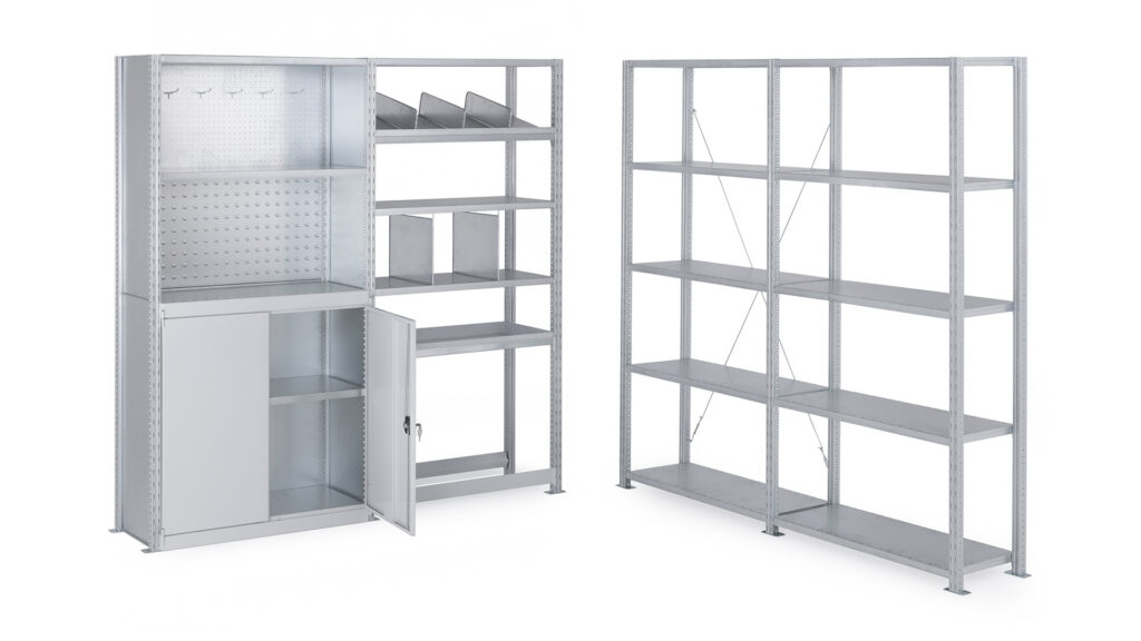 Rayonnage tôlé modulable ADAPTIV – stockage mi-lourd jusqu&rsquo;à 330 kg par niveau - Image 1