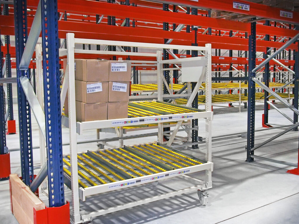 Rayonnage dynamique MAVIPAL – stockage FIFO/LIFO pour colis, bacs et palettes - Image 1