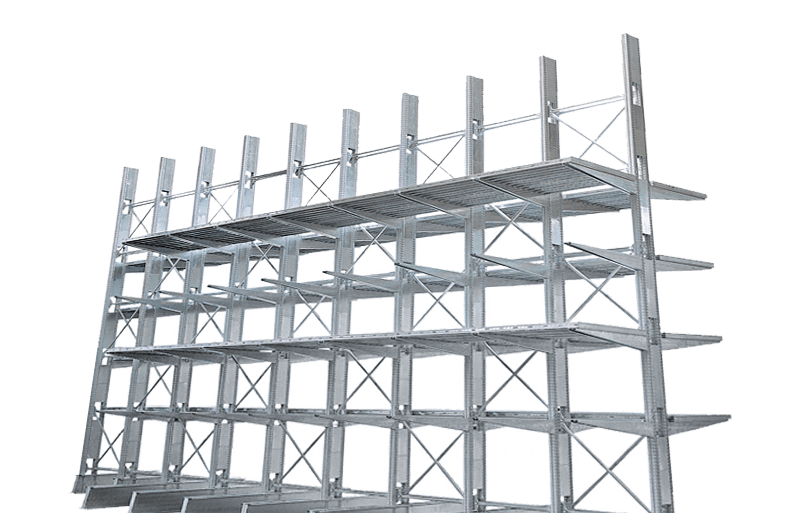 Supercant – système de stockage en porte-à-faux pour charges moyennement légères, finition galvanisée - Image 1
