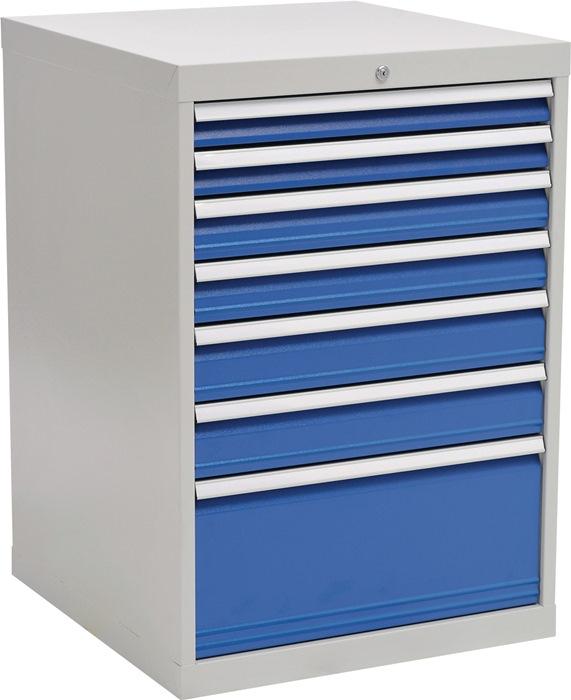Armoire à tiroirs de sécurité – H1019xl705xP736 mm – gris clair/bleu – 7 tiroirs avec extraction totale – capacité 1500 kg - Image 1