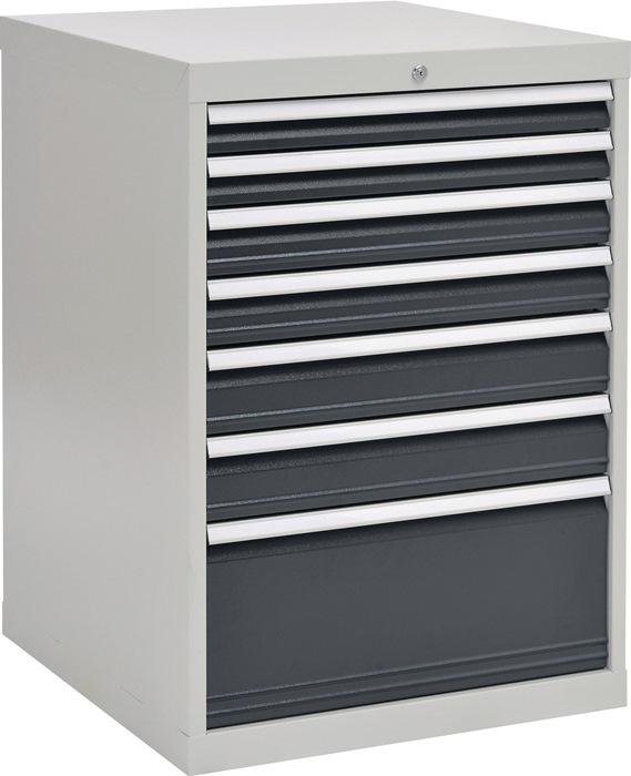 Armoire à tiroirs H1019xl705xP736 mm – 7 tiroirs avec extraction totale et capacité 1500 kg – Gris clair/anthracite - Image 1