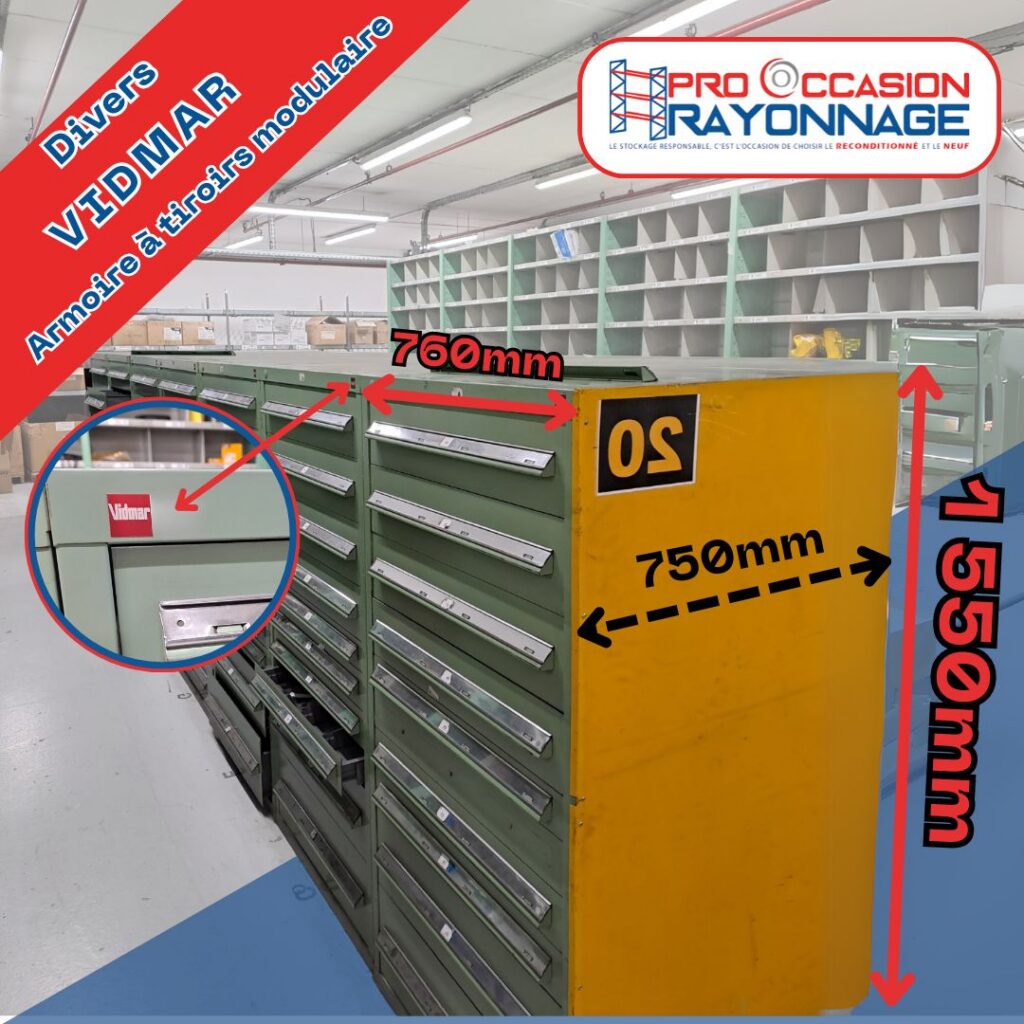 Armoire à tiroirs modulaire VIDMAR – Hauteur 1550mm, Largeur 760mm, Profondeur 750mm - Image 1