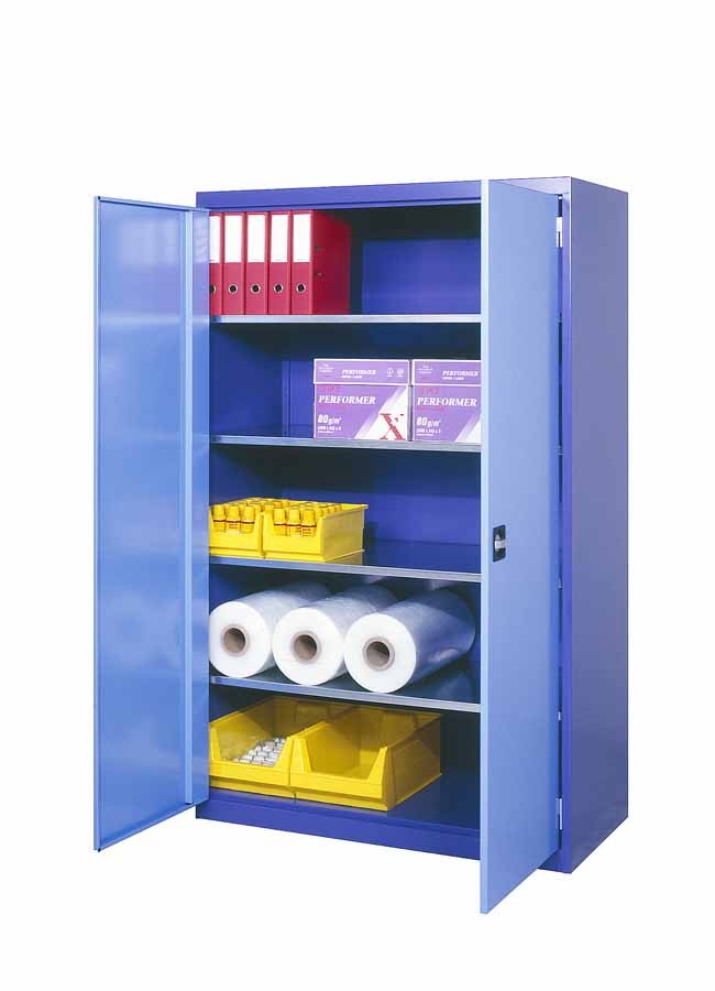 Armoire industrielle à portes battantes – 3 ou 5 niveaux – Charge 100 kg par rayon – Structure métallique - Image 1