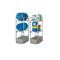 Cemo – Rayonnage de rétention pour petits récipients et fûts de 60L avec bac en polyester armé - Image 1