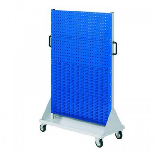 Chariot de stockage RasterMobil® H1580 x L1000 x P500 mm – 2 panneaux perforés et 6 panneaux à fente - Image 1