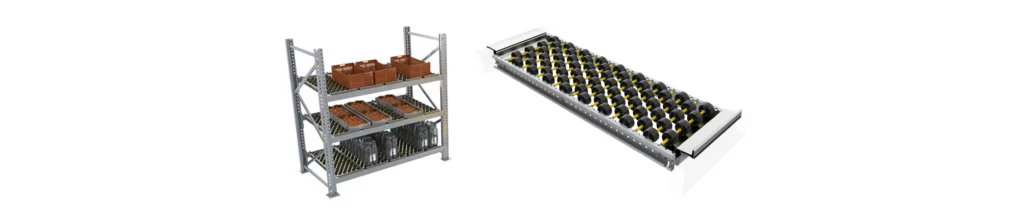 Carton Versi Flow – Solution de picking pour rayonnage dynamique, charge maxi 230 kg, longueur 524-2378 mm - Image 1
