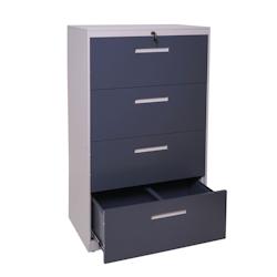 Décoshop26 – Armoire de bureau avec tiroirs verrouillables pour dossier A4 en acier gris 132x76x46cm 04_0001031 – gris 3000329132694 - Image 1