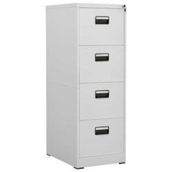 Décoshop26 – Caissons à tiroirs meuble de bureau armoire à dossiers 4 tiroirs 46 x 62 x 133 cm acier gris clair DEC024536 – gris 3000254758143 - Image 1