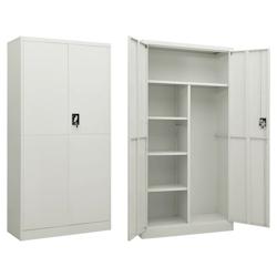 Décoshop26 – Meuble de bureau armoire de rangement avec 2 portes et 4 étagères 90 x 40 x 180 cm en acier gris DEC024488 – gris 3000254731788 - Image 1