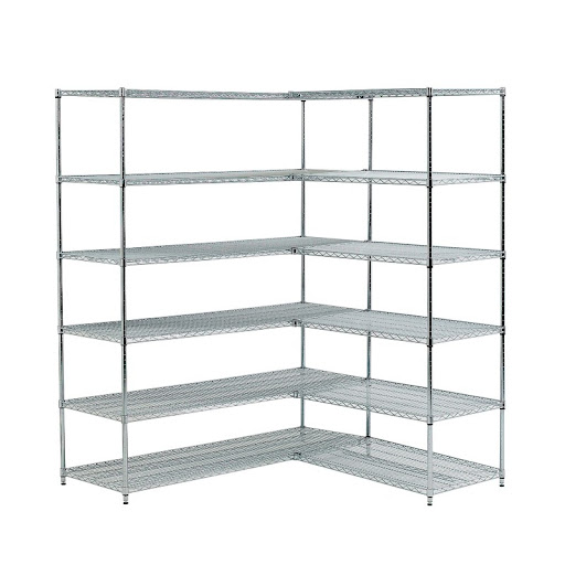 Rayonnage modulaire charge lourde – Andromède – Étagères en fil d&rsquo;acier chromé – Charge jusqu&rsquo;à 300 kg par étagère - Image 1