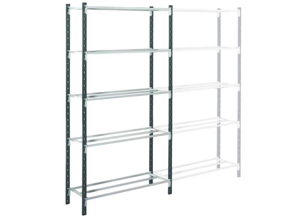 Étagère tubulaire de stockage pour archives EPSILINE – modulaire, sans croisillon, 5 niveaux, 1000 mm longueur, 366 mm profondeur - Image 1