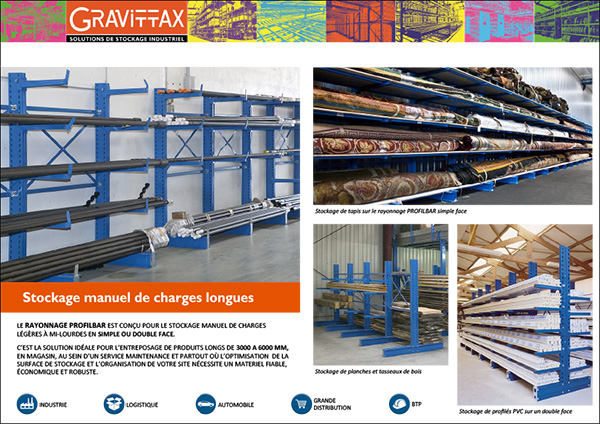 Rayonnage pour charges longues PROFILBAR – stockage manuel de 3000 à 6000 mm - Image 1