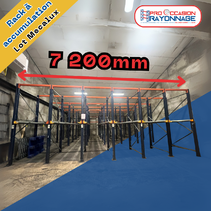 Lot de racks à accumulation MECALUX – 6 allées (20 palettes par allée) - Image 1