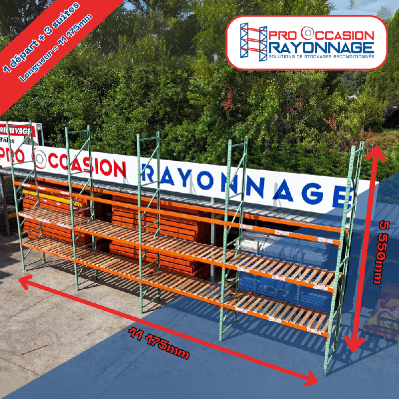 Lot de rayonnage – Hauteur 5 500mm, Longueur 11 175mm, Profondeur 1 000mm – Manulab - Image 1