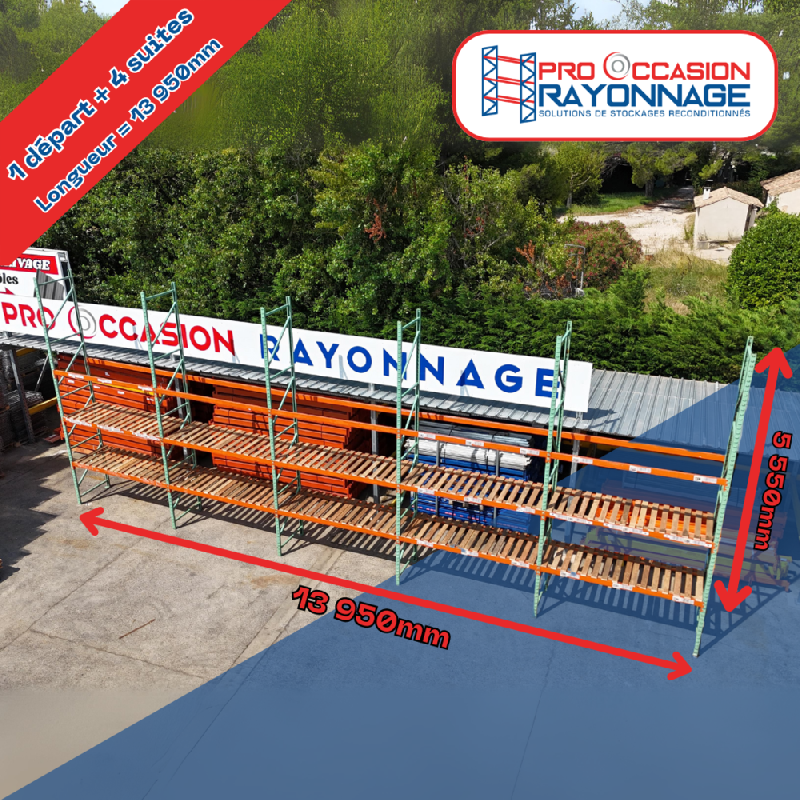 Lot de rayonnage – Hauteur 5 500mm, Longueur 13 950mm, Profondeur 1 000mm – Manulab - Image 1