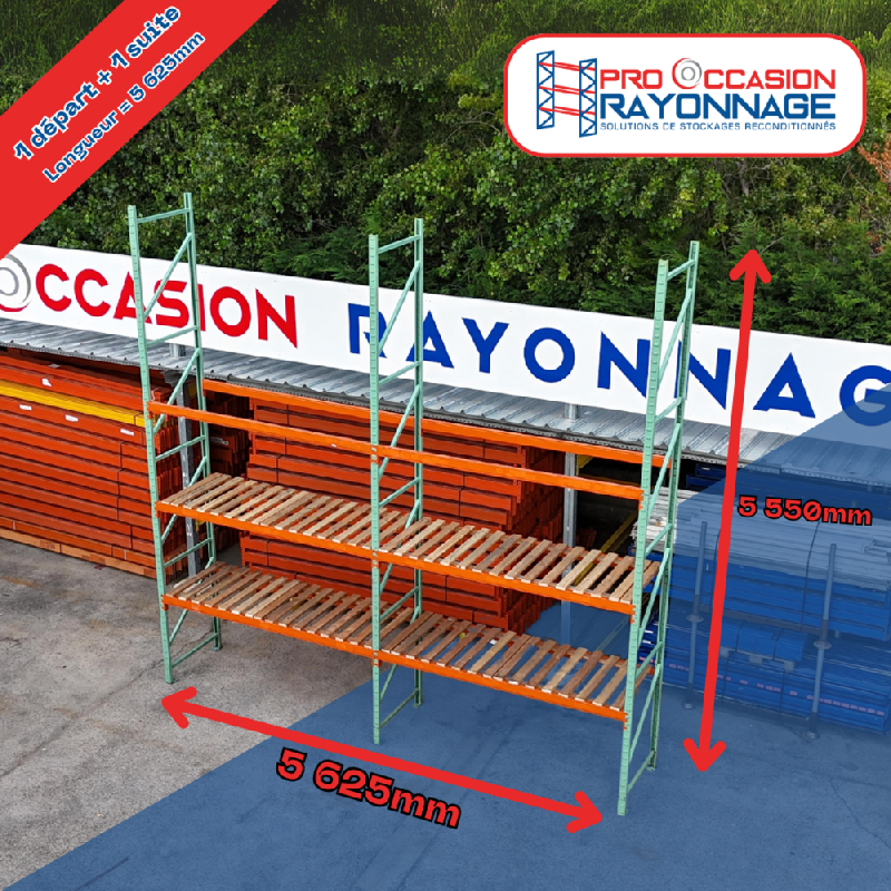 Lot de rayonnage – Hauteur 5 500mm, Longueur 5 625mm, Profondeur 1 000mm – Manulab - Image 1