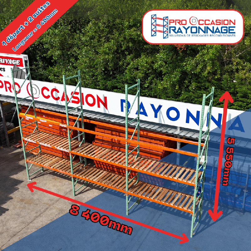 Lot de rayonnage – Hauteur 5 500mm, Longueur 8 400mm, Profondeur 1 000mm – Manulab - Image 1