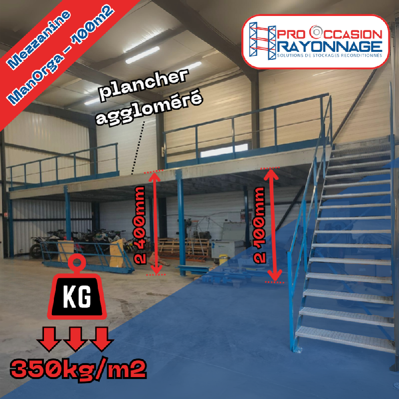 Mezzanine industrielle – 100m² Robuste et Modulaire – ManOrga - Image 1
