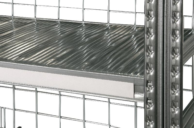 Porte-étiquette l.1100 mm + 2 adhésifs pour tablette l.1200 mm rayonnage galvastar – 1799352 - Image 1