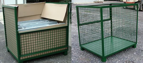 Rack grillagé gerbable – ossature en fer – demi-porte – charge 1000 kg – finition époxy et polyuréthane – dimensions 1.20 x 0.81 x 0.81 m - Image 1