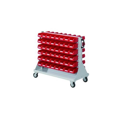 Rack mobile avec panneaux à fentes et 96 bacs à bec – H890 x L1000 x P500mm - Image 1