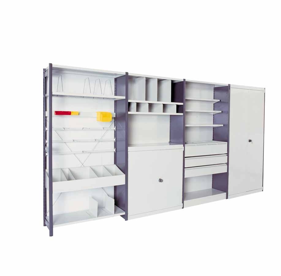 Rayonnage de bureau Actilone – tôlé modulable, charge 150 kg par niveau, dimensions multiples - Image 1